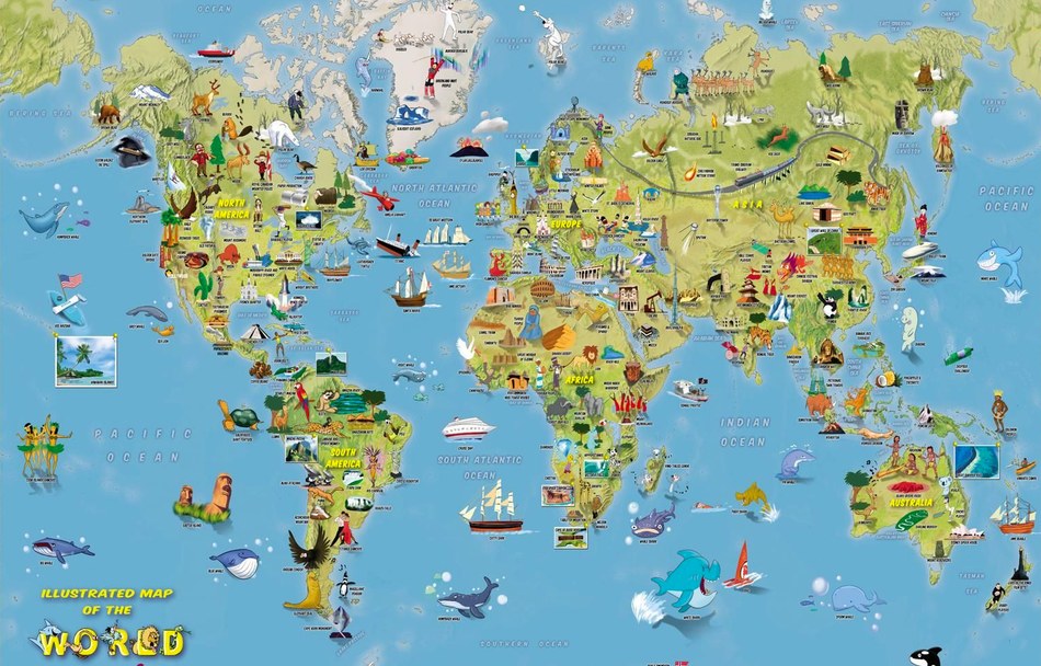 Kids Cartoon Map of the World