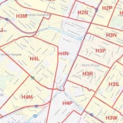 Montreal Quebec Postal Code Forward Sortation Areas Map