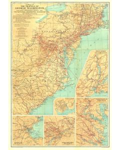 Travels Of George Washington Published 1932 Map