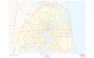 Duval County ZIP Code Map, Florida