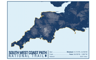 South West Coast Path National Trail Map Print