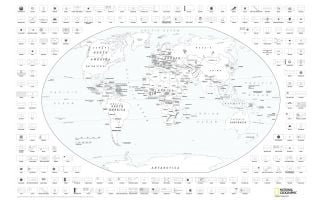 National Geographic's World Coloring Map with Flags Map