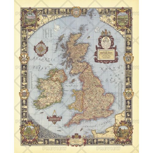 A Modern Pilgrim S Map Of The British Isles Published 1937