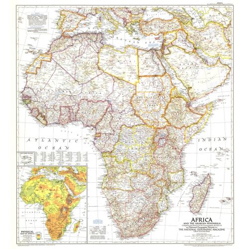Africa And The Arabian Peninsula Published 1950 Map