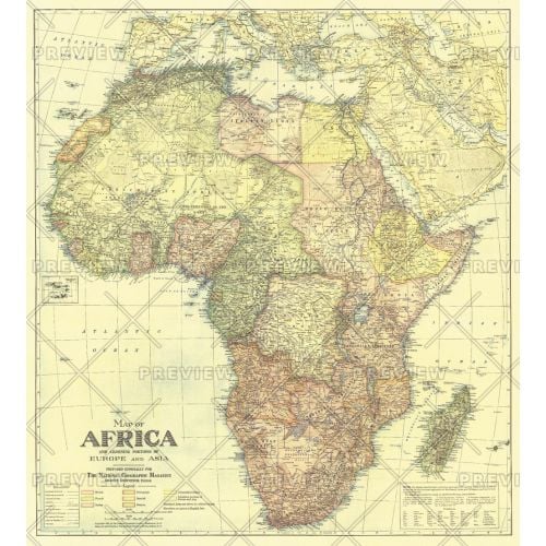 Africa Map With Portions Of Europe And Asia Published 1922