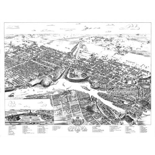 Bird S Eye View Of The City Of Ottawa Map