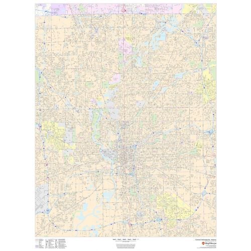 Central Indianapolis Indiana Portrait Map