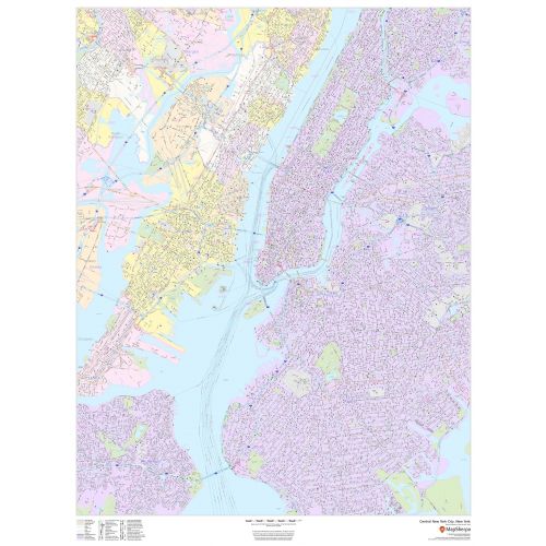 Central New York City New York Portrait Map