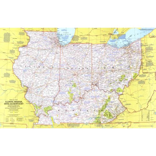 Close Up Usa Illinois Indiana Ohio Kentucky Published 1977 Map