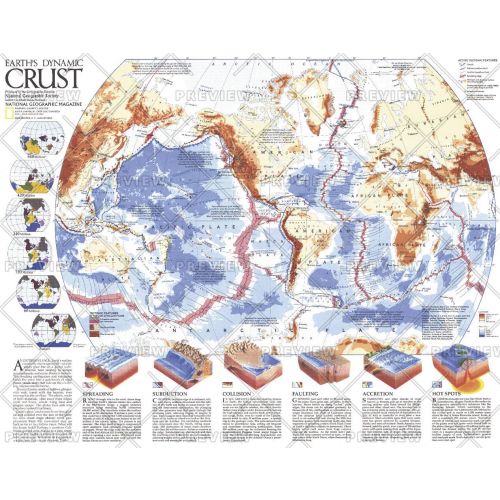 Earths Dynamic Crust Published 1985 Map