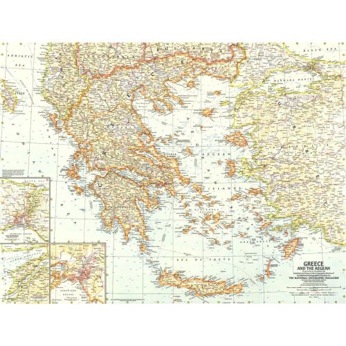Greece And The Aegean Published 1958 Map
