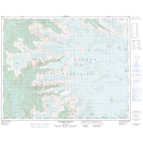 Homathko Icefield - 92 N/2 - British Columbia Map