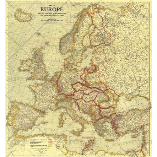 Map Of Europe Showing The Countries Established By The Peace Conference Of Paris Published 1921