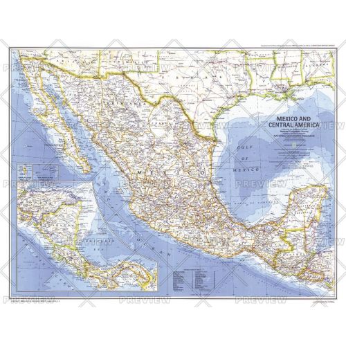 Mexico And Central America Published 1980 Map