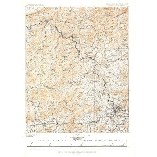 North Carolina Tennessee Cumerberland Blue Ridge Published 1889 Map
