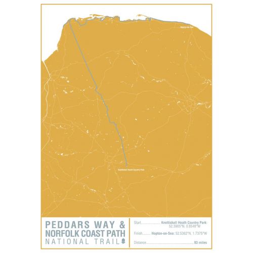 Peddars Way And Norfolk Coast Path National Trail Map Print