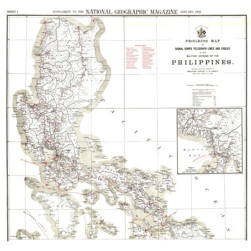 Philippines Military Telegraph Lines North Published 1902 Map