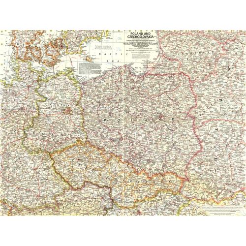Poland And Czechoslovakia Published 1958 Map