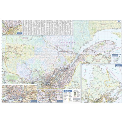 Quebec Province Wall Map South Portion With North Inset Large