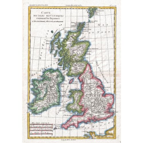 Raynal And Bonne Map Of British Isles 1780