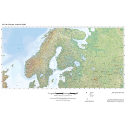 Regional Relief Northern Europe Map