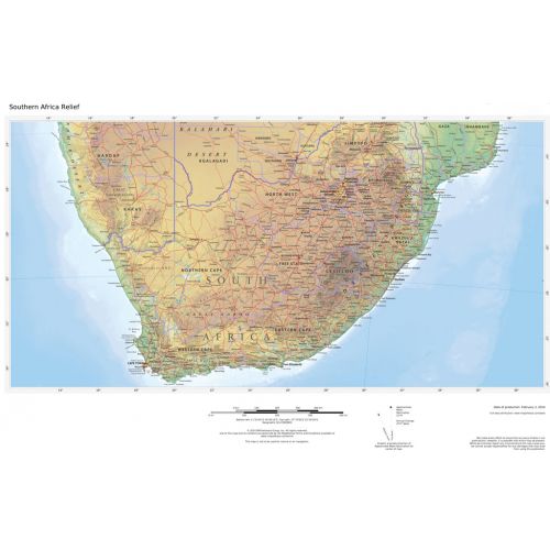 Regional Relief Southern Africa Map