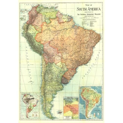 South America Published 1921 Map
