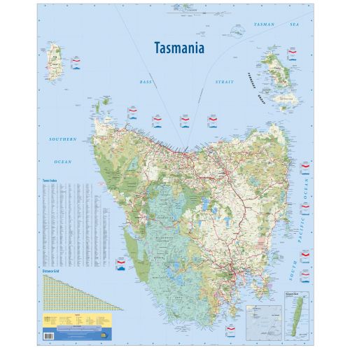 Tasmania Australia State Wall Map