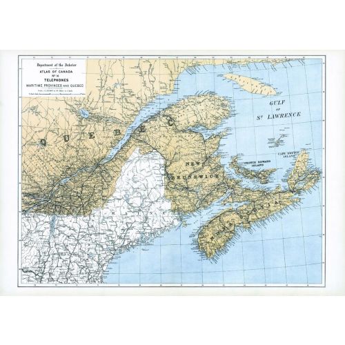Telephones Maritime Provinces And Quebec 1906 Map
