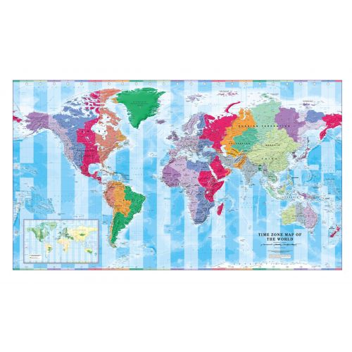 Time Zone Wall Map Of The World Large