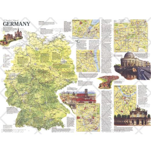Travelers Map Of Germany Published 1991