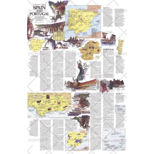 Travelers Map Of Spain And Portugal Theme Published 1984