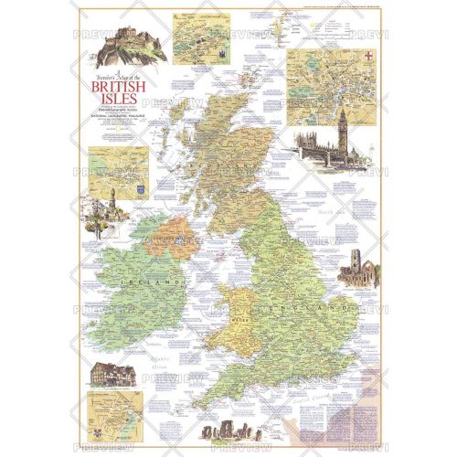 Travelers Map Of The British Isles Published 1974