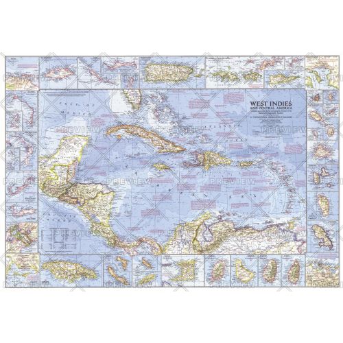 West Indies And Central America Published 1970 Map