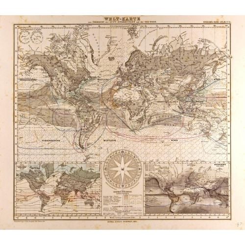 World Map In German Gotha Justus Perthes 1872 Atlas
