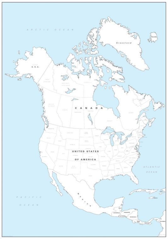 North America Colouring Map - Big Map
