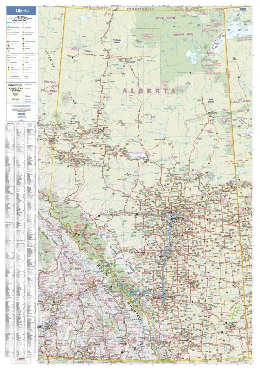 Alberta Wall Map Large