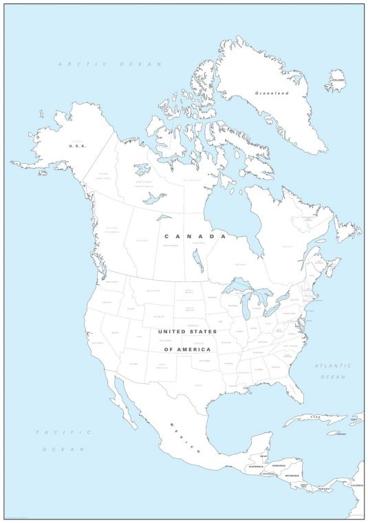 North America Colouring Map - Large Map