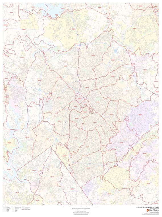 Charlotte North Carolina Zip Codes Map