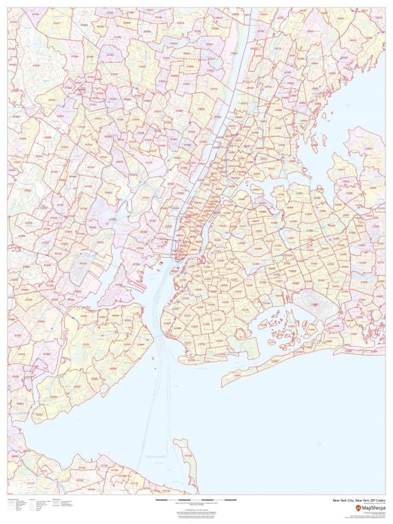 New York City New York Zip Codes Map