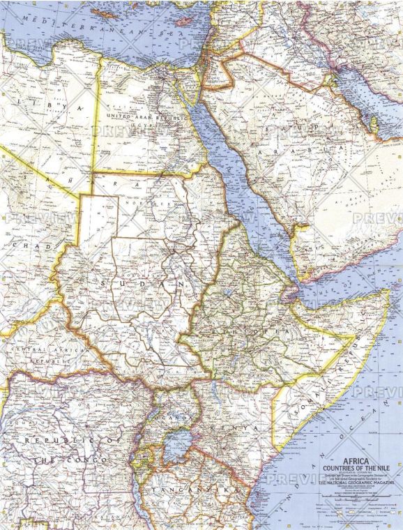 Africa Countries Of The Nile Published 1963 Map
