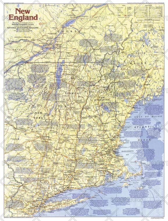 New England Map Side 1 Published 1987
