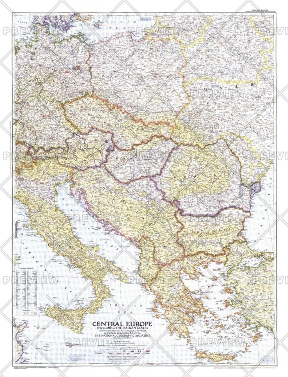 Central Europe Published 1951 Map