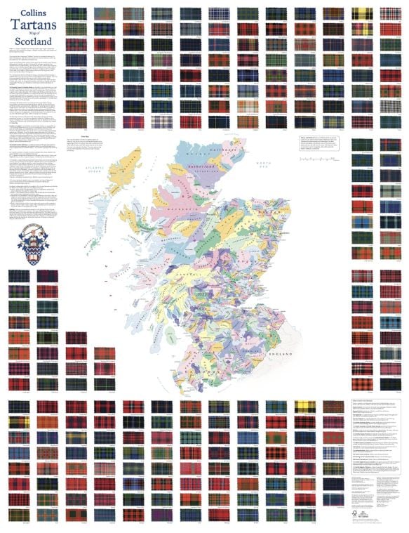 Collins Tartans Map of Scotland Map