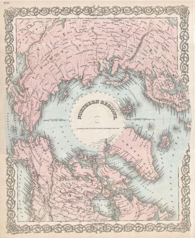 Colton Map Of The North Pole Or Arctic 1872