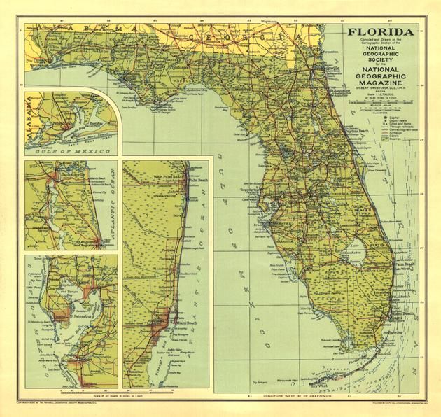 Florida Published 1930 Map