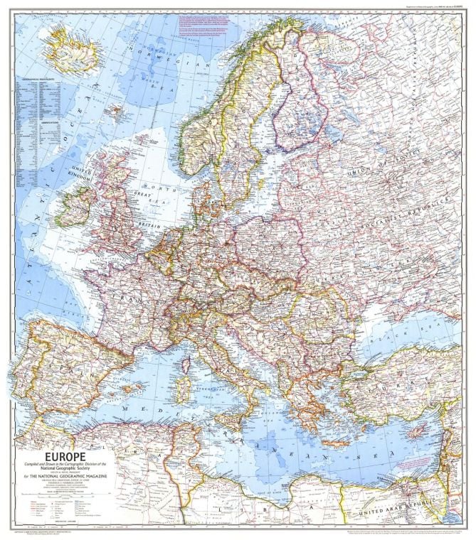 Europe Published 1969 Map