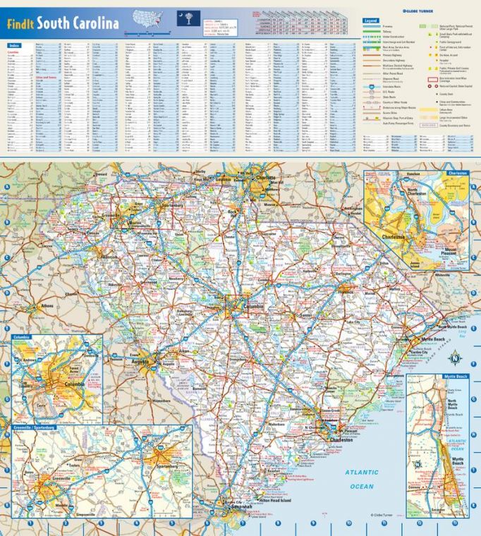 South Carolina State Wall Map