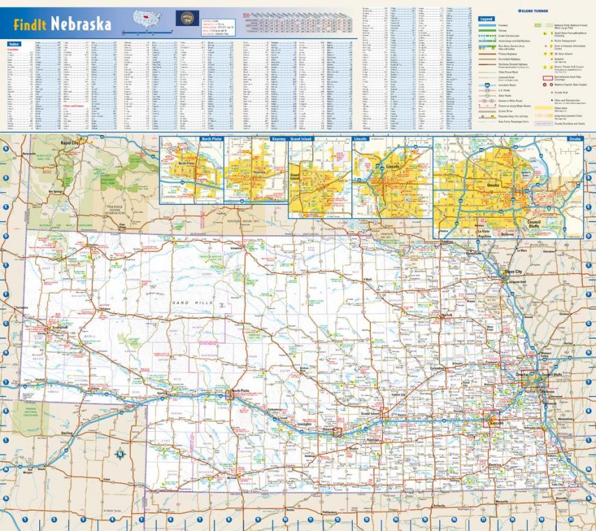 Nebraska State Wall Map