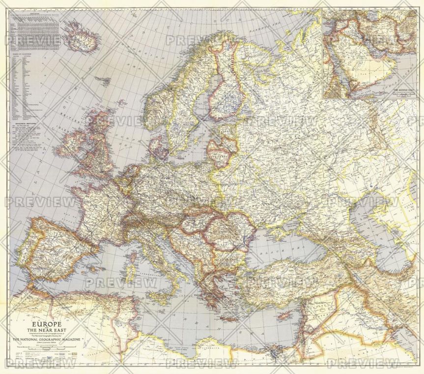Europe And The Near East Published 1940 Map